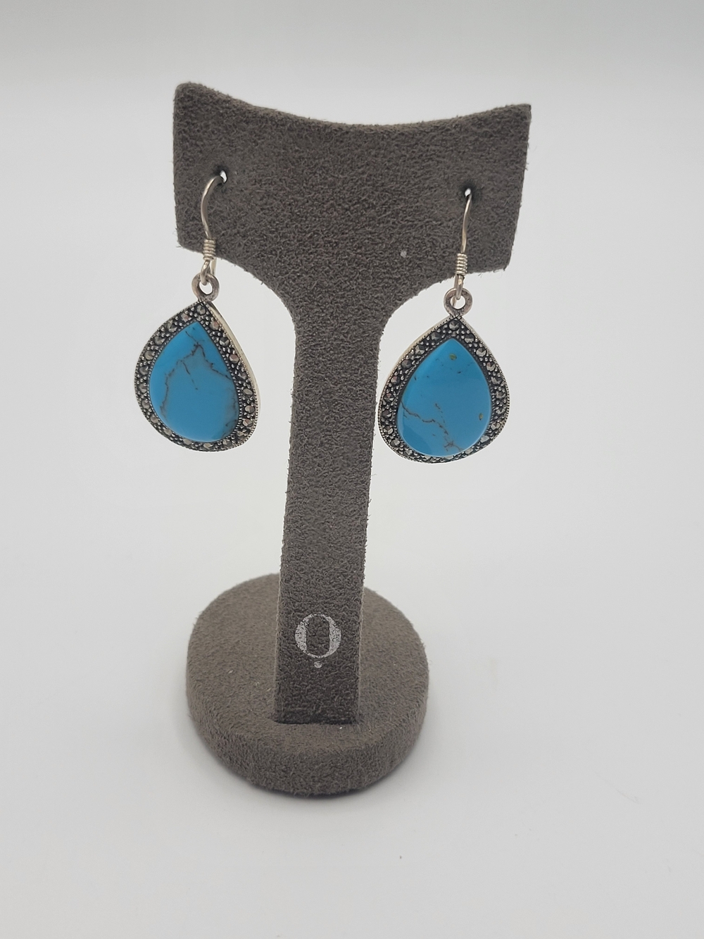 Sterling Silver Nickel Free Turquoise Dangle Tear drop Earrings - Picture 2 of 8